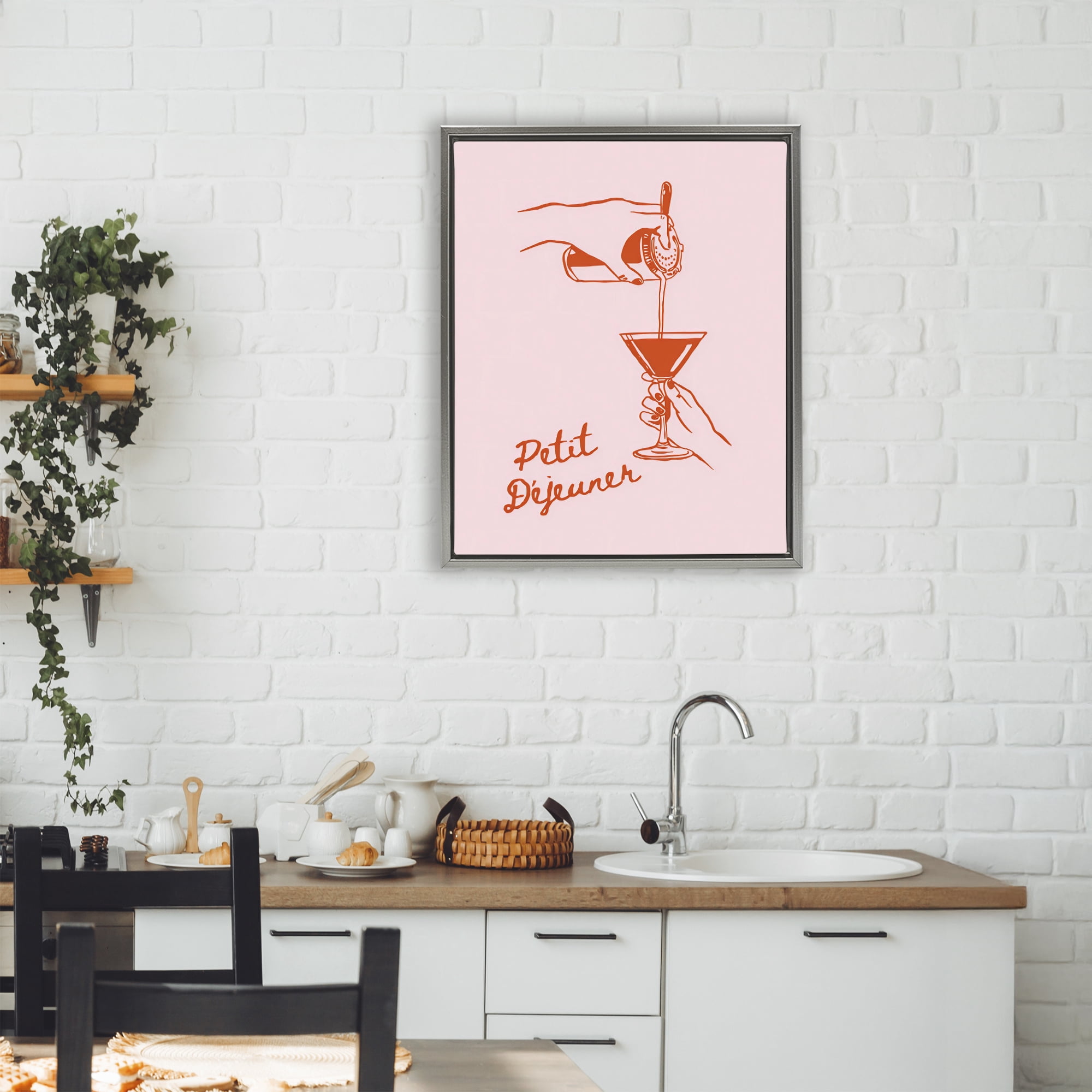 Stupell Industries Pouring Brunch Cocktail Gray Framed Floater Canvas Wall Art, design by The Prints Vibe