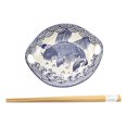 thumbnail image 3 of Blue White Koi Fish Small Appetizer Coupe Plate Flat Bowl With Chopsticks Set, 3 of 4