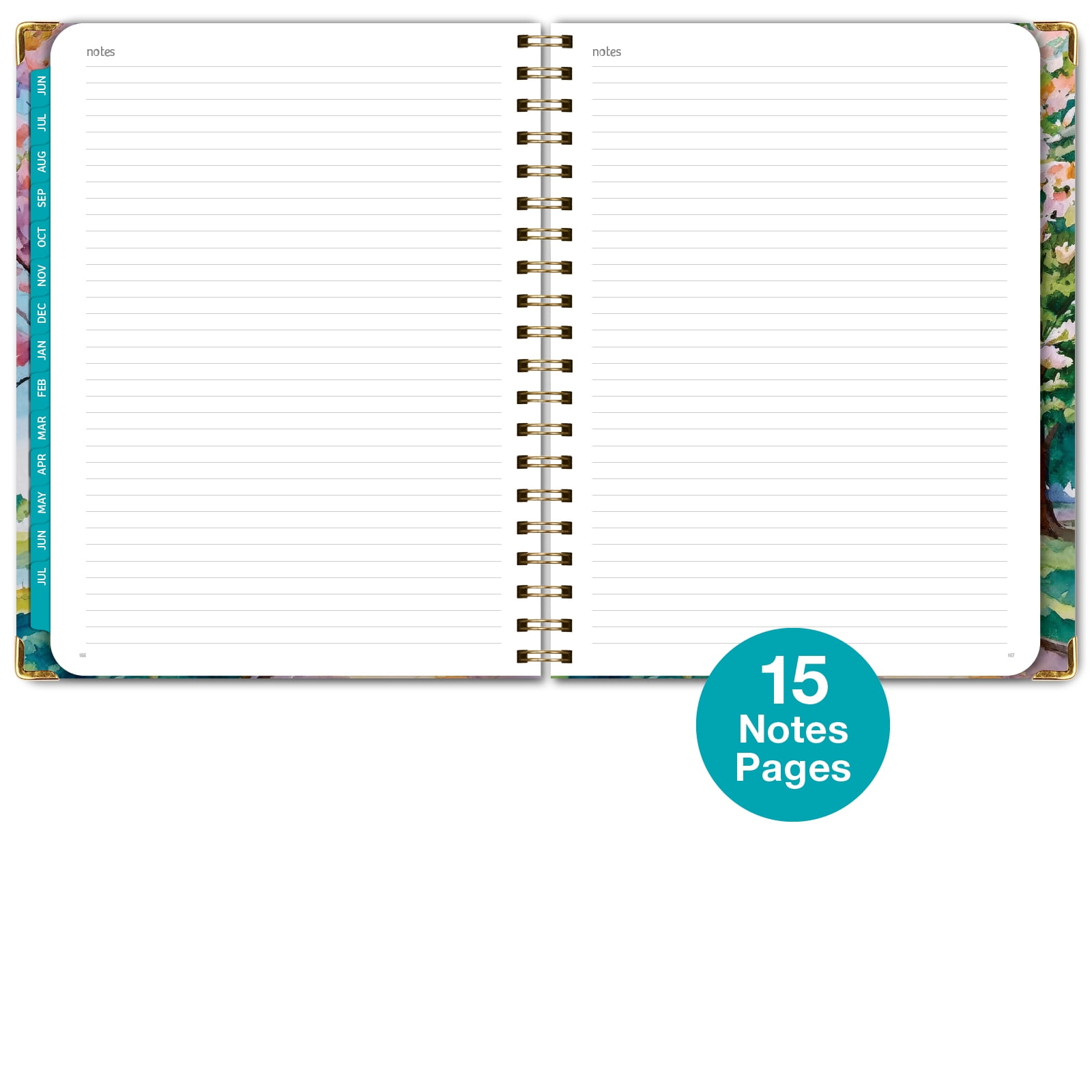 Academic Year 2025-2026 Planner, June 2025 - July 2026, 8.5"x11" Daily Weekly Monthly Planner Yearly Agenda, Hardcover, Bookmark, Pocket Folder and Sticky Note Set (Summer Bliss) (Watercolor Tree)