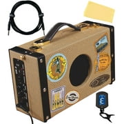 Luna Portable Suitcase Ukulele Amplifier Bundle with Instrument Cable, Tuner, and Austin Bazaar Polishing Cloth