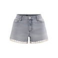 thumbnail image 5 of No Boundaries Denim Shorts with Crochet Lace Trim, 3'' Inseam, Women's and Women's Plus, 5 of 5