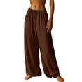 thumbnail image 2 of FengLS Summer Long Pants for Women Lightweight Breathable Wide-Leg Trousers Comfy Lounge Pajama Elastic Waist with Drawstring Pants, 2 of 8