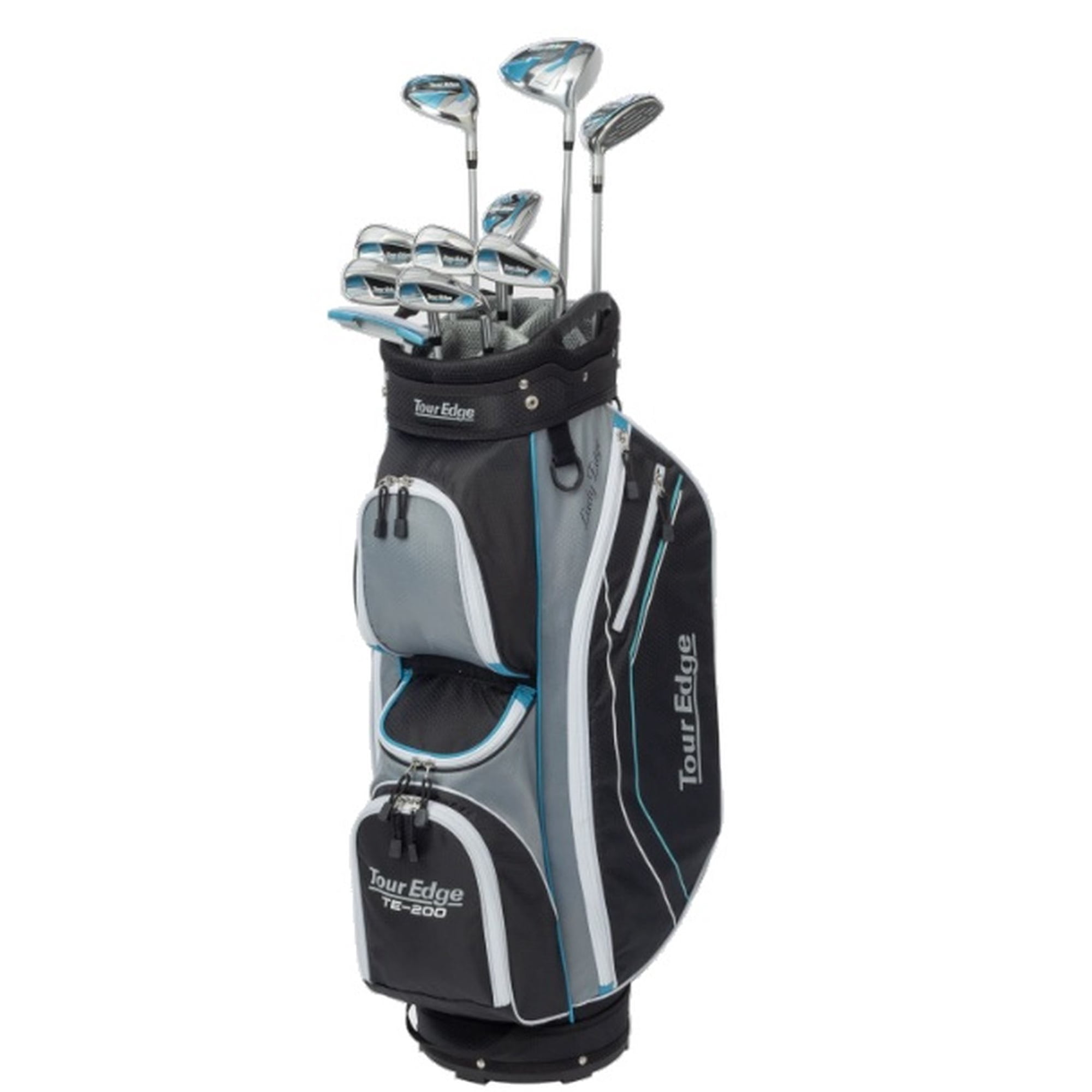 Tour Edge TE-200 Lady Edge Complete Set (11pc, White/Silver/Lt. Blue, Cart Bag, LEFT ,+1") NEW