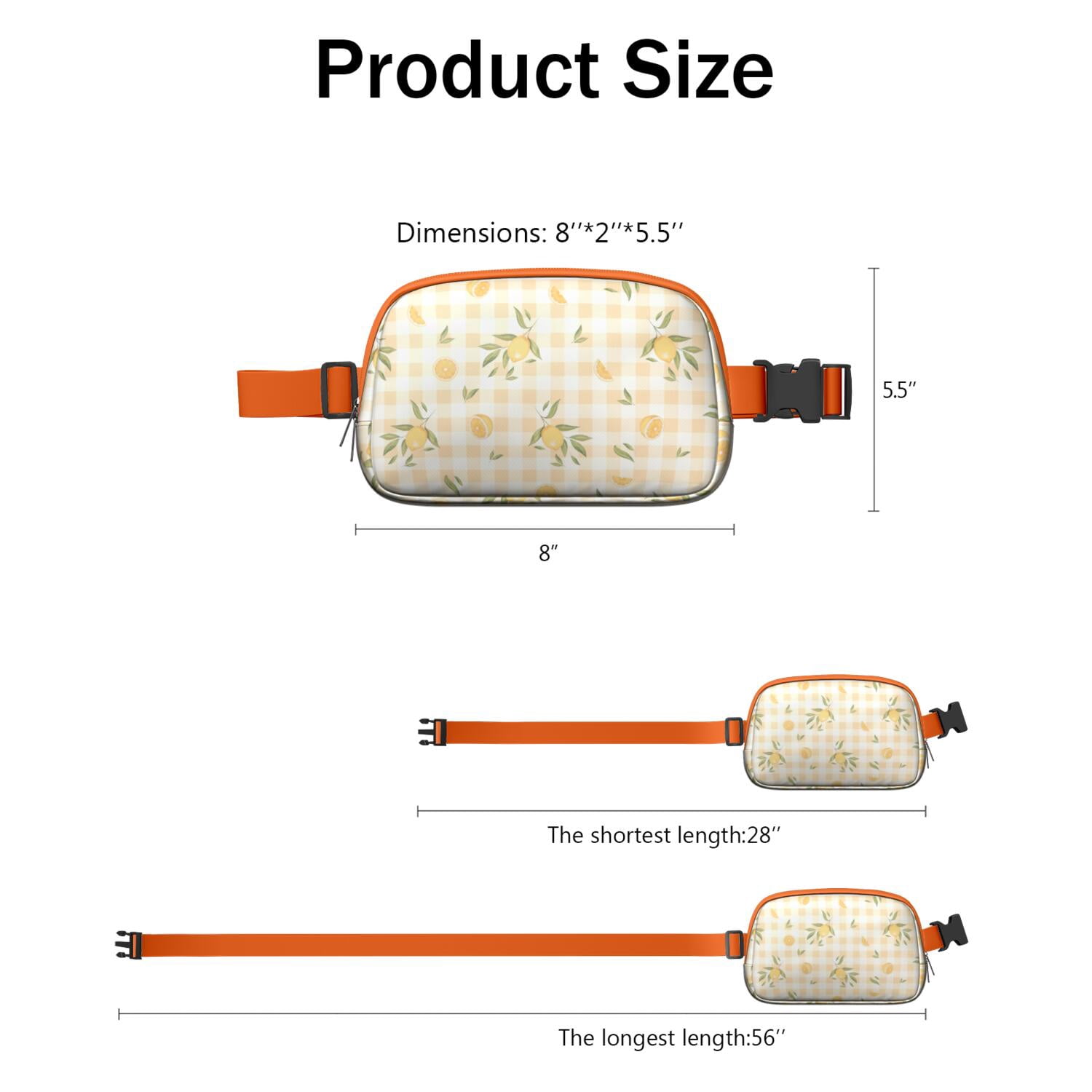 Citrus Lemon Lover Fanny Pack – Yellow Belt Bag with Retro Fruit Design & Floral Accents