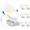 thumbnail image 1 of Ensenior 6 Pack 6 inch LED Eyeball Recessed Lighting 360+90 Rotatable and 2700K-5000K Selectable Dimmable Gimbal Recessed Lights Canless Angled Adjustable Ceiling Downlight 1300LM 13W=115W-FCC, 1 of 5