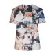 thumbnail image 5 of Camiseta informal para mujer con estampado de gato y cuello redondo, blusa de manga corta, Tops Fridja  bn4686, 5 of 5