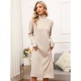 thumbnail image 4 of LANPULUX Robe Chandail à Col Roulé pour Femmes Chandail à Enfiler Chandail en Laine Manches Longues, 4 of 6