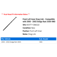 thumbnail image 2 of Front Left Inner Drag Link - Compatible with 2000 - 2002 Dodge Ram 3500 4WD 2001, 2 of 2