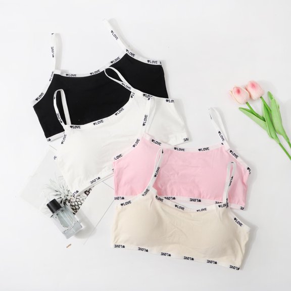 QNANSPI Girls Training Bras,Cami Bra for Girls,Teens First Bralette Wirefree Comfortable Breathable Soft Cup Light Support Seamless Training Bra