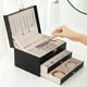thumbnail image 4 of Caja de almacenamiento de joyas Hugo 3 capas para regalo Gemelos Chica Negro, 4 of 9