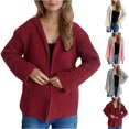 thumbnail image 5 of Aloohaidyvio Cardigans for Women Womens Chunky Knit Open Front Sweater Long Sleeve Button Loose Short Cardigan Outerwear Coats Gray M, 5 of 5