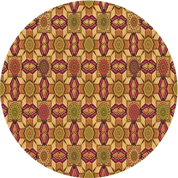 Ahgly Company Indoor Round Patterned School Bus Yellow Area Rugs, 5' Round