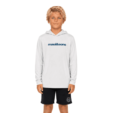Maui and Sons The Beach Hooded Long Sleeve Sun Shirt for Boys Made With 50  UPF Protection Moisture Wicking Fabric Designed for Everyday Comfort