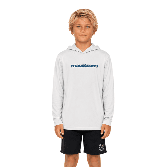 Maui and Sons The Beach Hooded Long Sleeve Sun Shirt for Boys Made With 50  UPF Protection Moisture Wicking Fabric Designed for Everyday Comfort