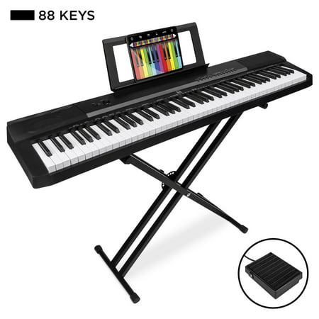 Best Choice Products 88-Key Full Size Digital Piano Electronic Keyboard Set w/ Semi-Weighted Keys, Stand, Sustain Pedal, Built-In Speakers, Power Supply, 6 Voice (Best Digital Piano Action)