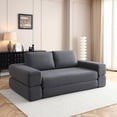 thumbnail image 3 of 81" Convertible Sofa Bed, 3-in-1 Folding Floor Couch, Corduroy Fold Out Sleeper Futon Mattress with Pillows, Boneless Lounge Loveseat for Living Room, Gray, 3 of 13