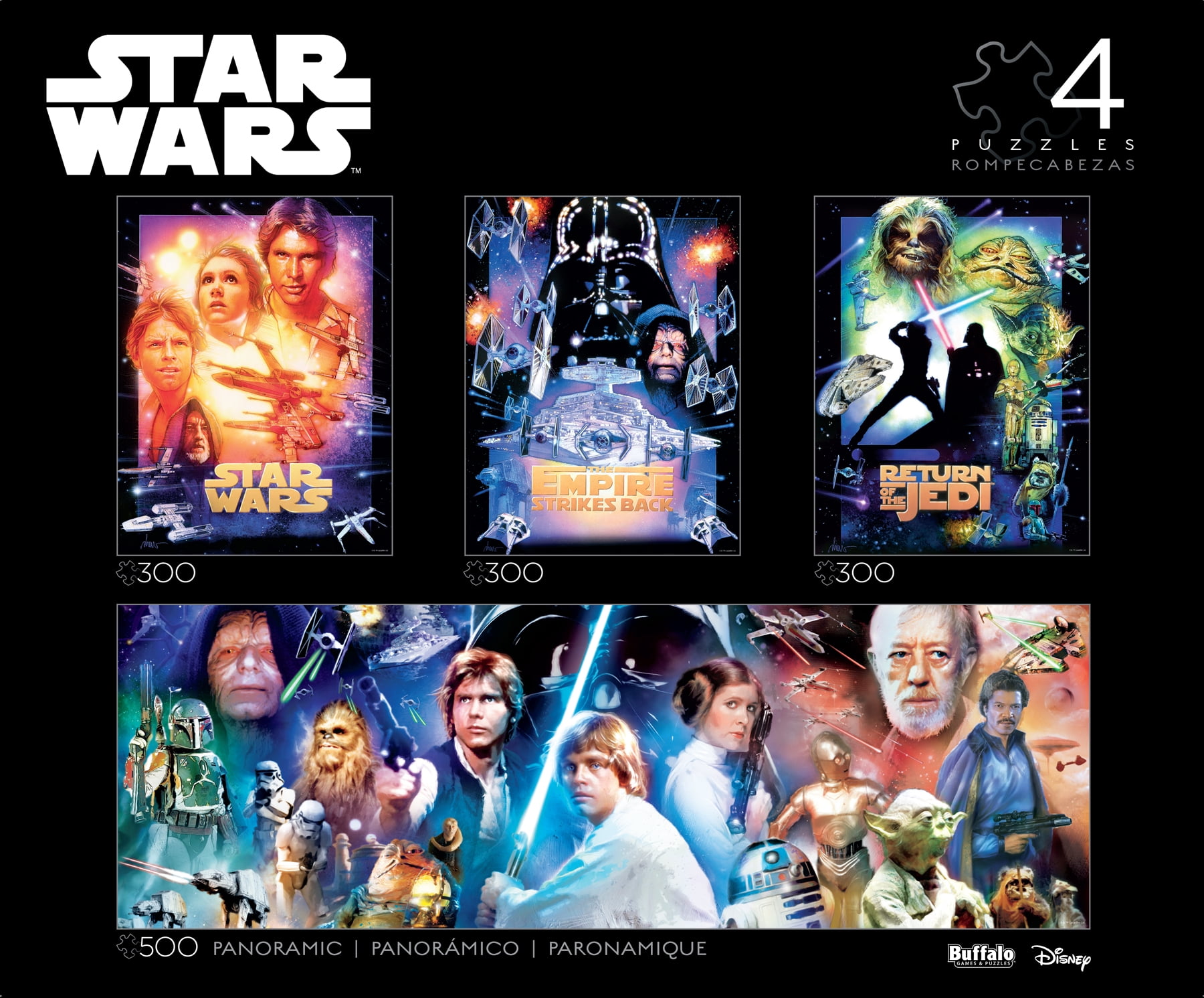 3 1 500 Piece Panoramic 300 & Star Wars 4 Puzzle Set Buffalo Games & Puzzles 
