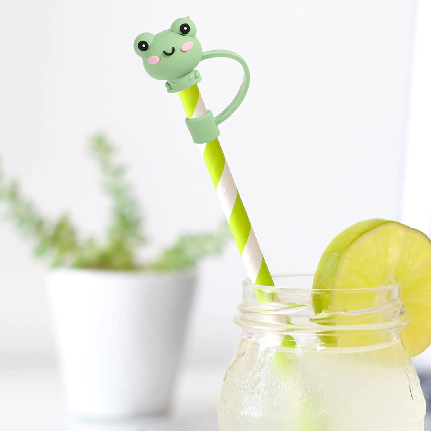 Cheers.US 4 Pcs/Set Glass Straws - Reusable Drinking Straws with Cute Fish, Glass Drinking Straws Cartoon Animal Straws - Dishwasher Safe -  Eco-Friendly - Supplies Party Favors for Kids 