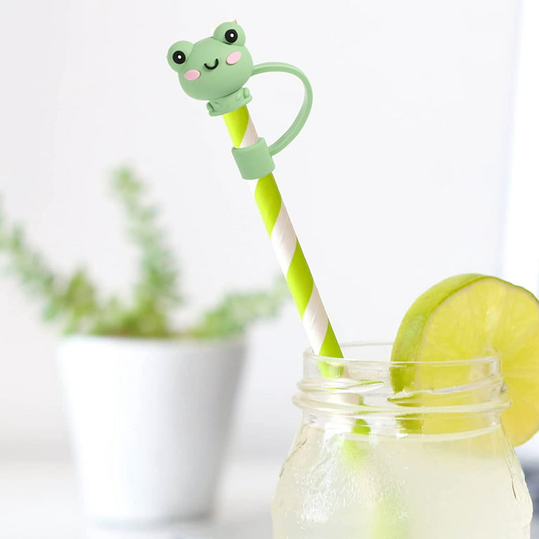 4PCS FROG Straw Covers Cap,Reusable Silicone Straw Tip,funny Straw Covers  Cap Plugs,Anti-dust Soft Straw Toppers,THE FROG Silicone Straw Topper For