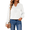 White, variant on Fantaslook Blouses for Women Crewneck Long Sleeve Tops Chiffon Pom Pom Shirts Fall Casual