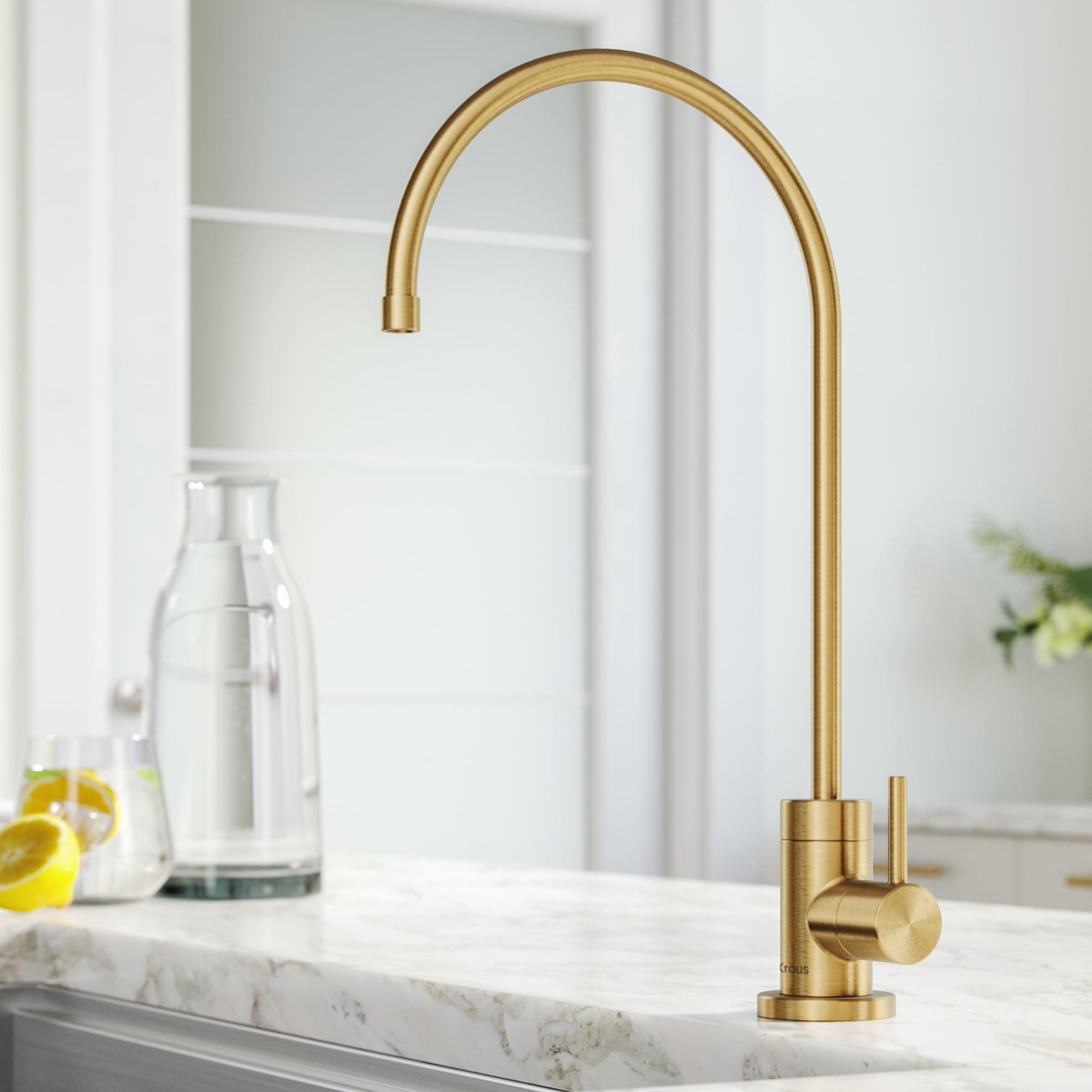 Purita 100% Lead-Free Kitchen Water Filter Faucet in Brushed Brass