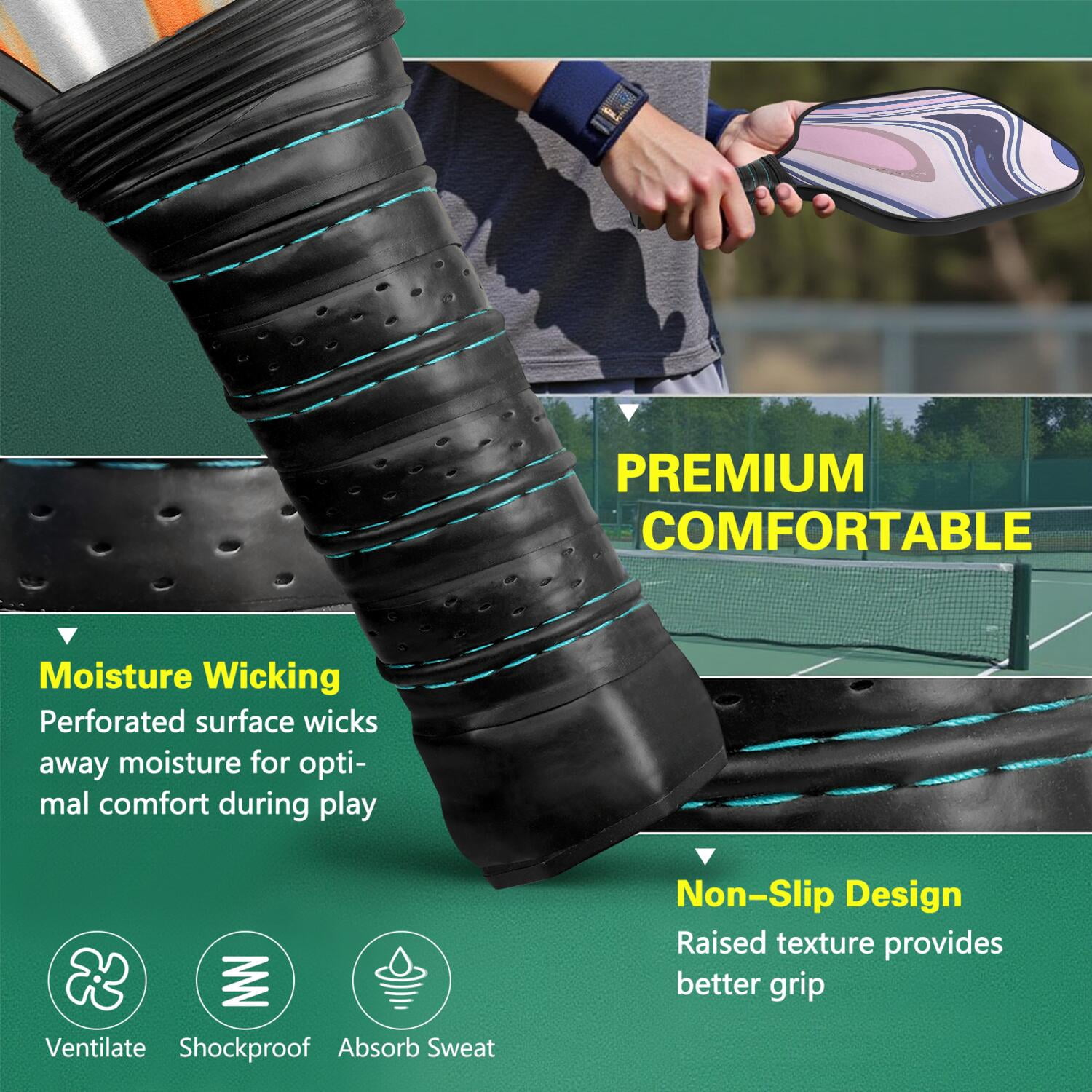 Pickleball Paddles Set Of 2, Fiberglass Surface, Liquid & Marble Print, 4 Balls & Bag