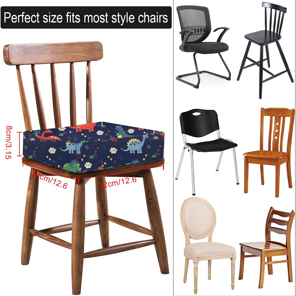 Toddler Booster Seat Portable Dismountable Double Straps Thick Chairs Increasing Cushion Kids Seat Cushion For Dining Table Blue Owl Nursing Feeding Yagcinakkas Highchairs