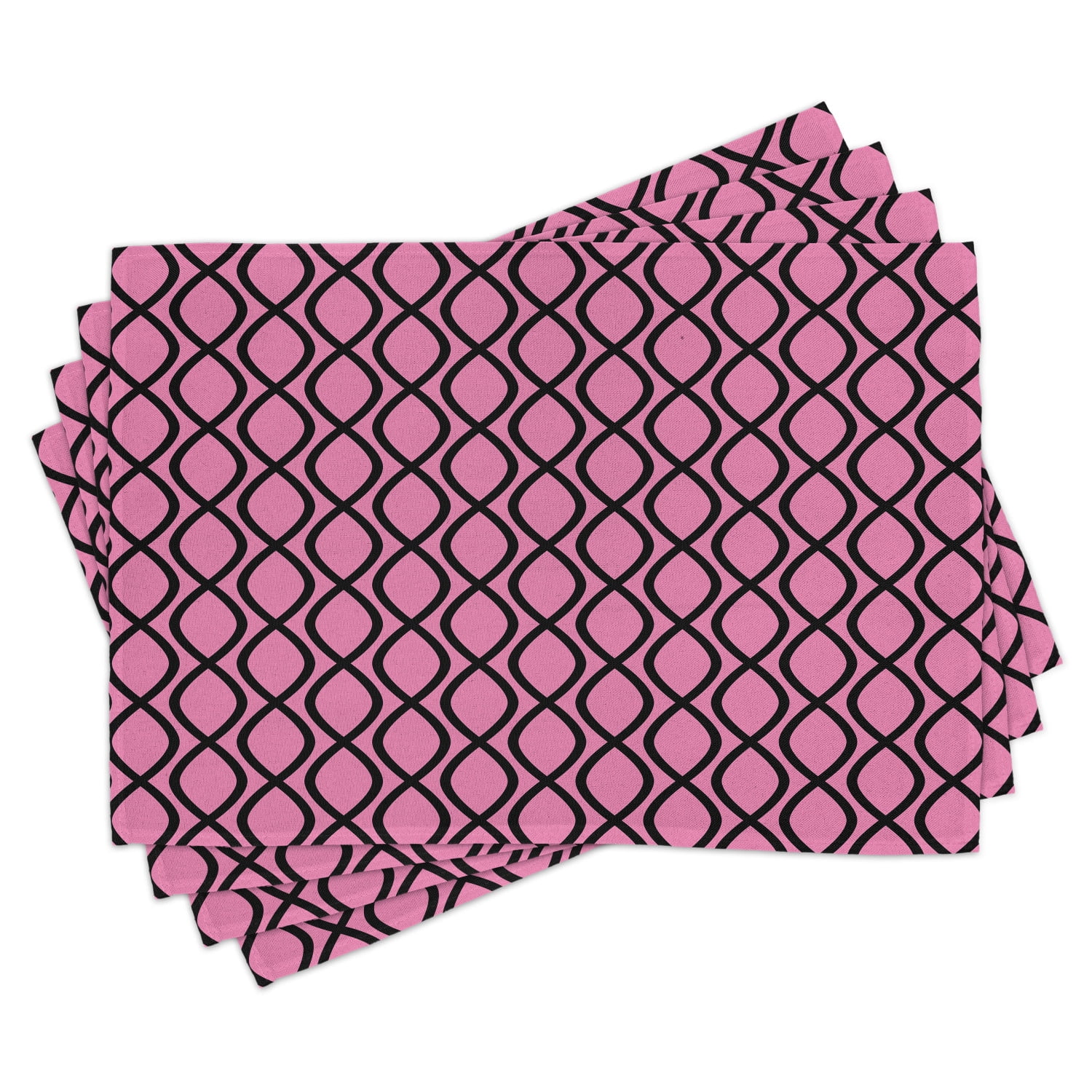 Hot Pink Placemats Set of 4 Vertical Wavy Lines Tangled Stripes Curves