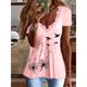 thumbnail image 2 of Camiseta elegante de encaje con cuello en V para mujer, camisetas informales holgadas de manga corta con estampado de diente de león, Tops informales cómodos, 2 of 4