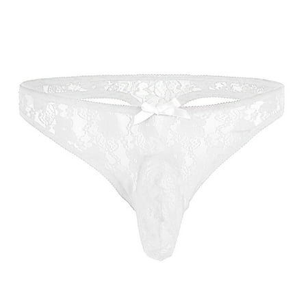 Yuhangmm See Through Semi Men Lingerie Bikini T Back Underwear Floral Lace Briefs Sexy Lingerie plus Size