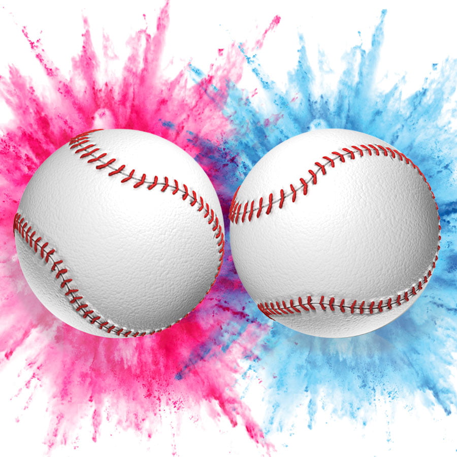 Gender Reveal Party Baseball Balls Pink and Blue Set Baby Shower Boy or Girl