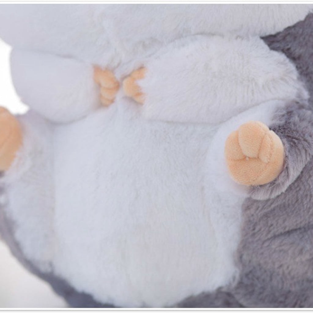 Dualoai Cute Plush Doll Toy Stuffed Hamster Pillow Bolster Cushion Gray