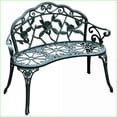 thumbnail image 3 of Outdoor Bench, Antique Floral Cast Aluminum with Back & Armrests | Steel | Lattice Back, 3 of 7