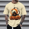 thumbnail image 2 of Bibifish Mens T-Shirts Crew Neck Jack O Lantern Print Tshirts Fall Halloween Short Sleeve Casual Tee Tops, 2 of 4