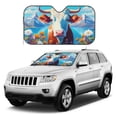 thumbnail image 2 of DouZhe Car Sunshades for Windshield, Cartoon Farm Cow Village Pattern Car Sun Shade Block Heat and UV Rays, 55" x 30", 2 of 8