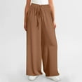 thumbnail image 2 of Chbgutlmr Wide Leg Pants Women Solid Color Lightweight Elastic Waist Loose Casual Drawstring Trousers, 2 of 6