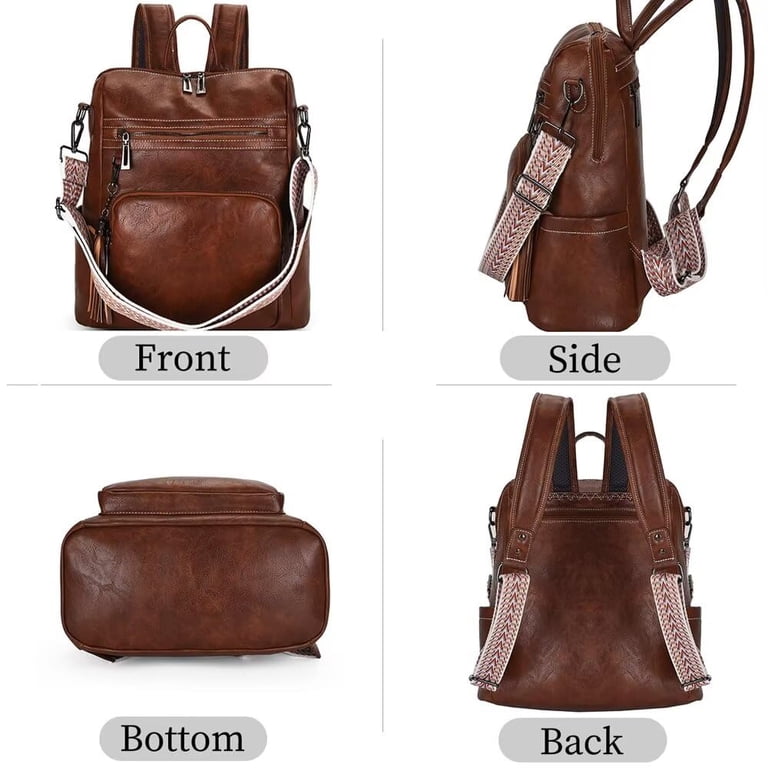 Mini Backpack Purse Waterproof Vegan Leather Convertible Crossbody Daypack 2PC Leather Backpack with Mini Purse for Women Anti-theft  main image 3