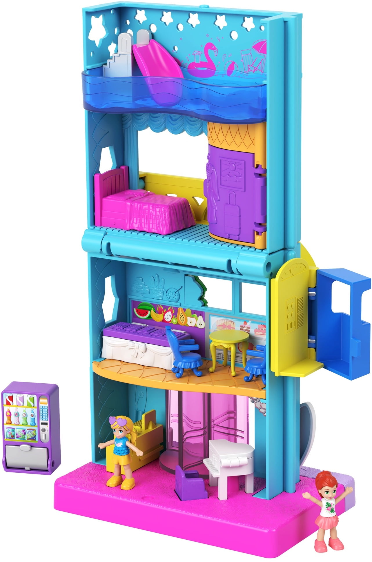 Egyptische Cyberruimte Missie Polly Pocket Pollyville Hotel W Ith 4 Floors, 2 Micro Dolls & 5 Accessories  - Walmart.com