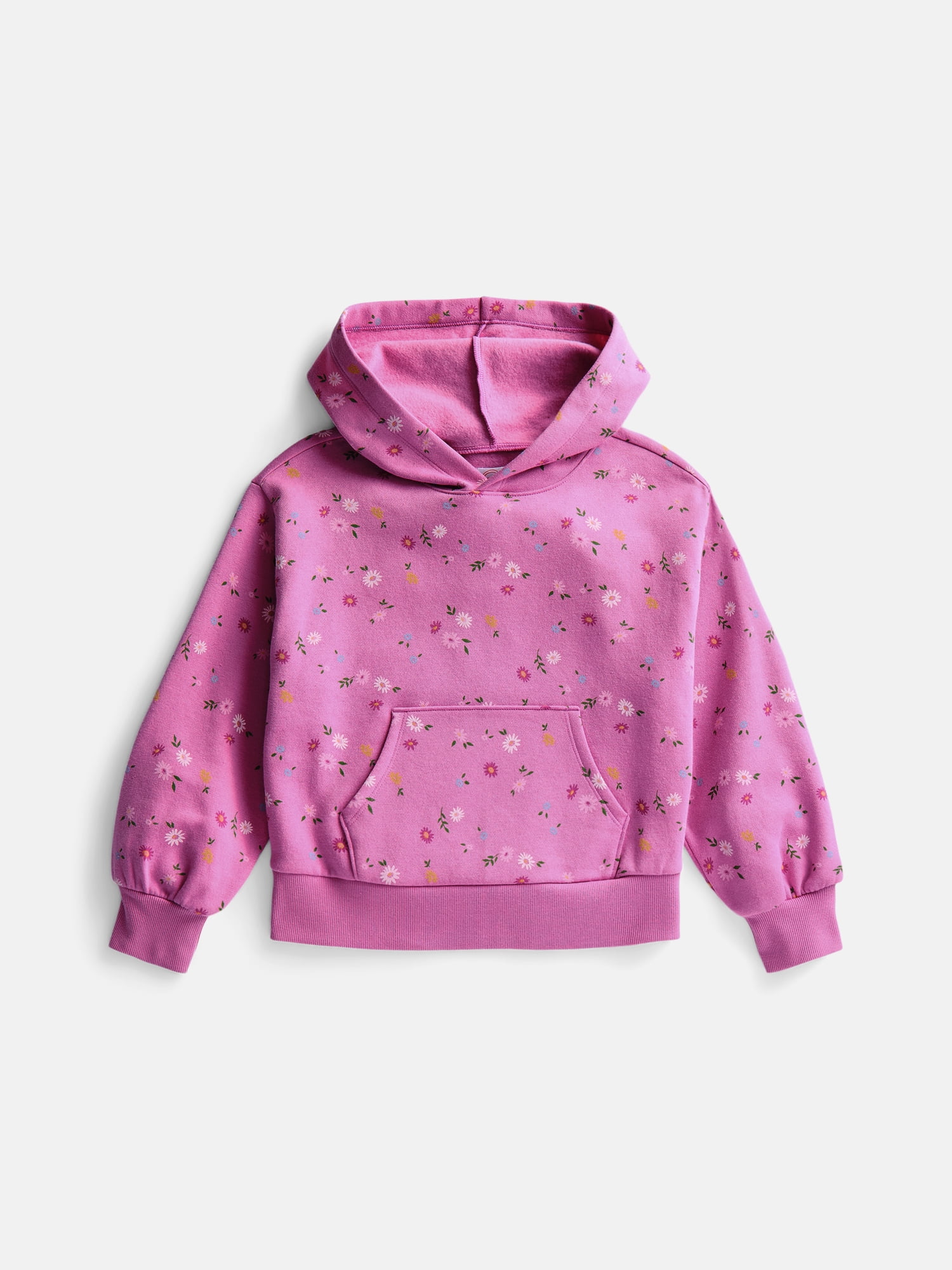 Wonder Nation Girls' Pullover Fleece Hoodie with Long Sleeves, Sizes 4-18 & Plus