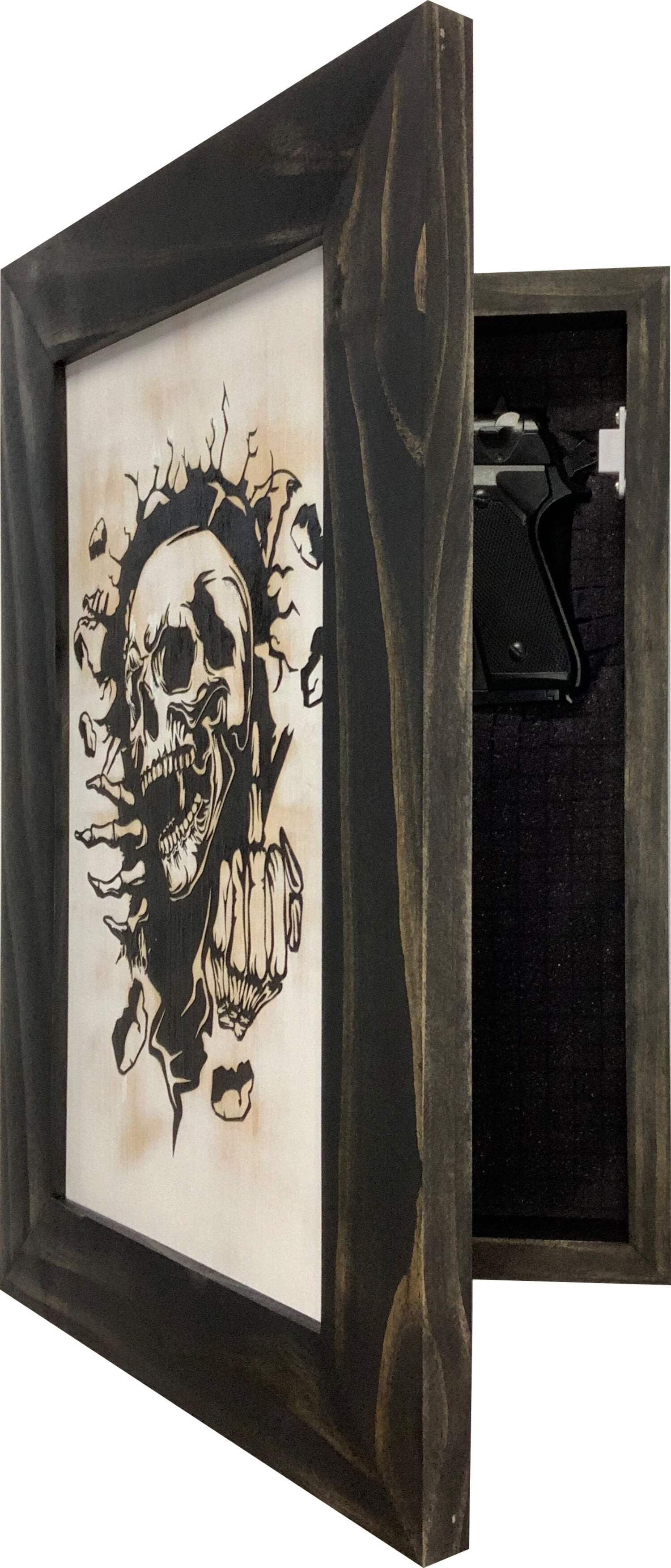 Hidden Gun Cabinet with  Giving Middle Finger To Securely Store and Conceal Your Gun by Bellewood Designs
