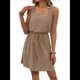 thumbnail image 2 of Vestido Mini con Cordón Texturizado y Calado para Mujer, Color Caqui M, 2 of 9