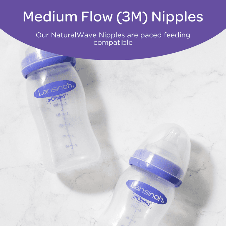 Lansinoh mOmma NaturalWave Nipples, Slow-Flow - 2 count