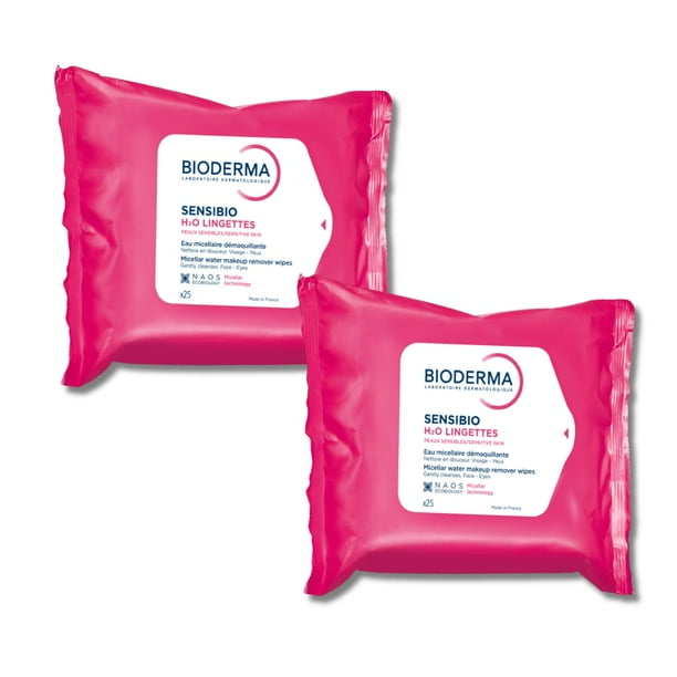 Toallitas Bioderma Sensibio H2O, limpiadoras biodegradables, 50 unidades