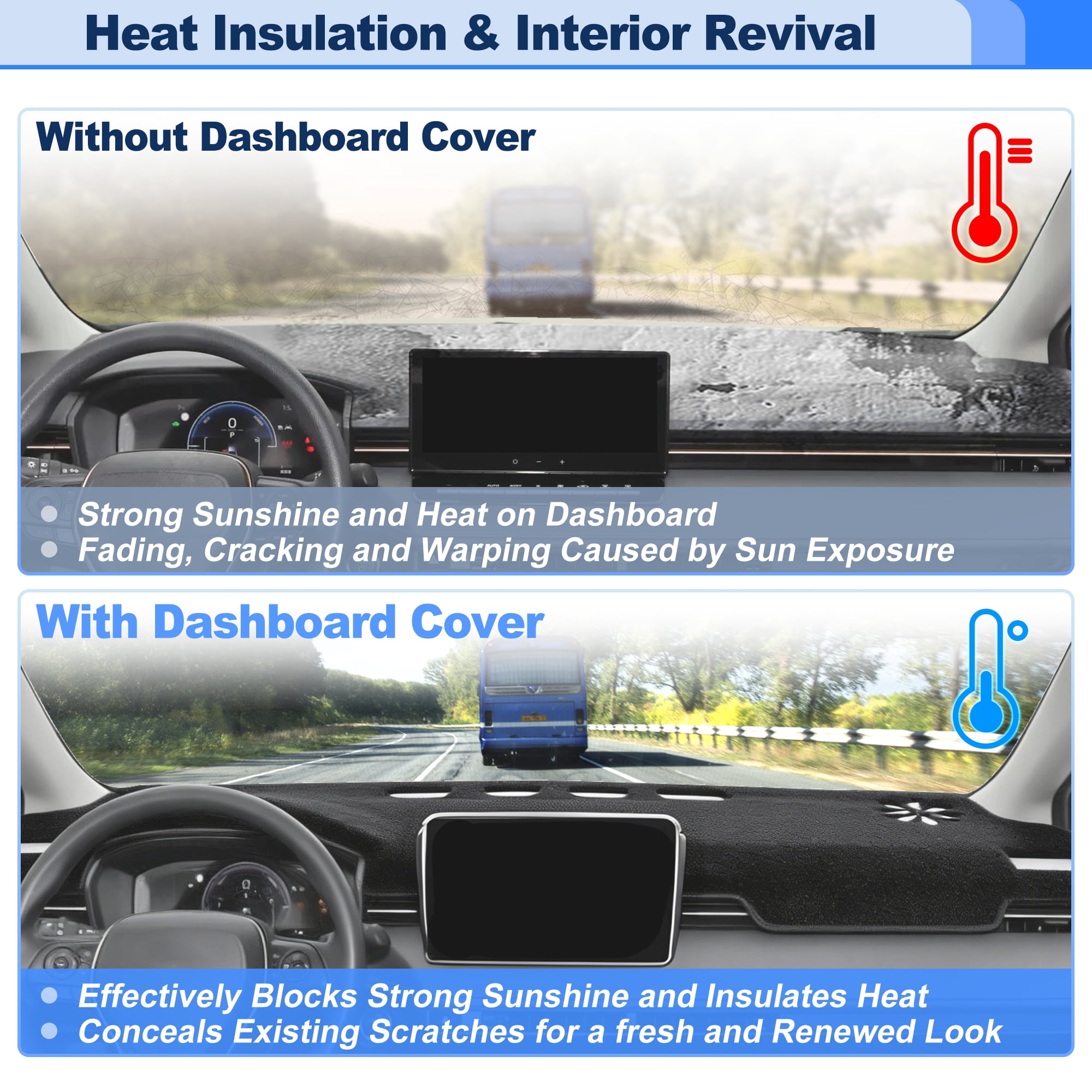 Dashboard Cover for Toyota Corolla 2019-2026 Interior Polyester Dash Cover Mat Pad Carpet Non-Slip Dashboard Protector Sunshine UV & Heat Resistant Black