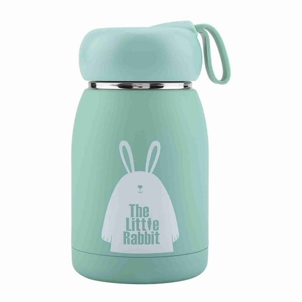 Termo de acero inoxidable con diseño de conejo, taza térmica, botella de agua (verde)