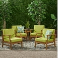 thumbnail image 2 of GDF Studio Abena Outdoor Acacia Wood Club Chairs with Cushions, Set of 4, Teak and Green, 2 of 11