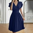thumbnail image 5 of Inleife Womens Summer Dresses Women's Casual Fashion V-Neck Short Sleeve Solid Dress, 5 of 7