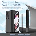 thumbnail image 5 of MonsDirect for 7.6 inch Samsung Galaxy Z Fold 4 5G 2022 Case with S Pen & S Pen Holder, Two Hinge Protection Plating Frame PC Cover, Shell Membrane Integrated Case with Stand & Lens Protection, Black, 5 of 7