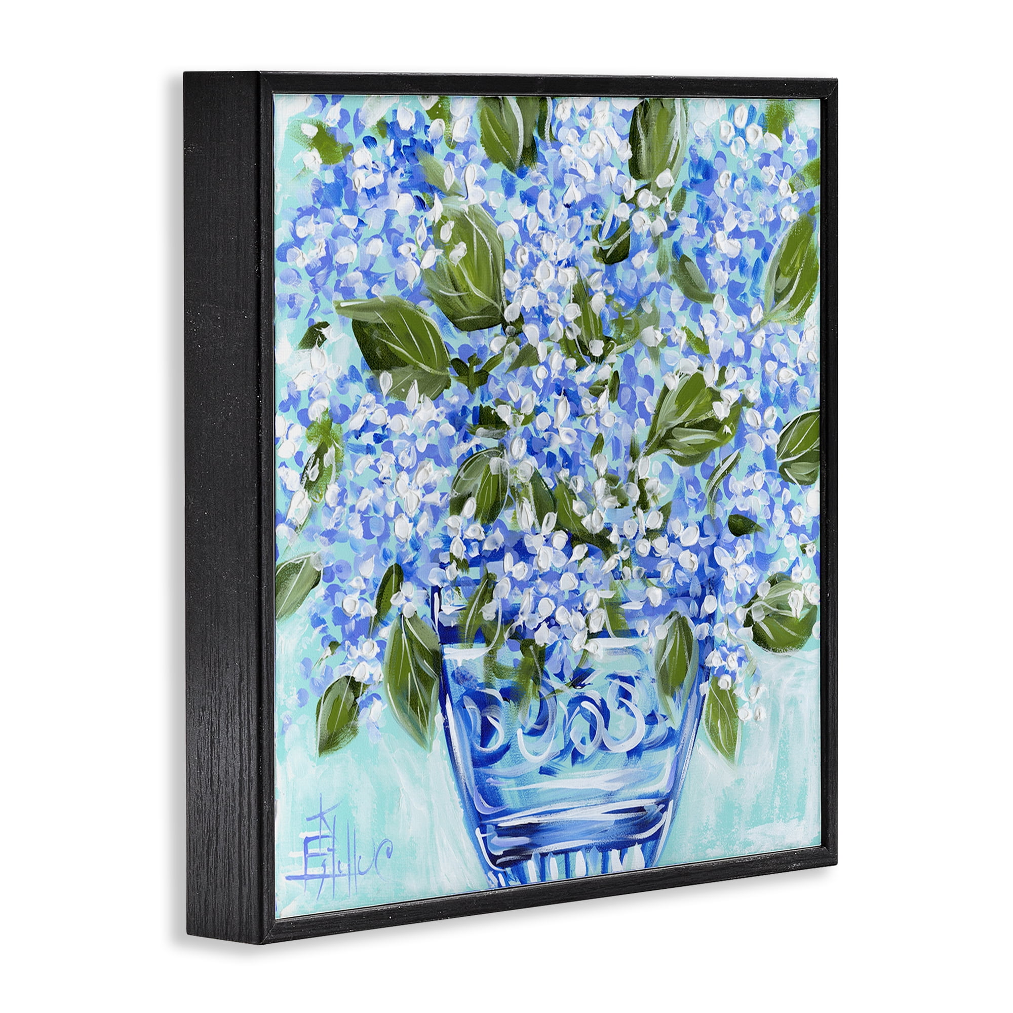 Stupell Industries Cool Bouquets in Blue Vase Black Framed Giclee Art, design by Estelle Grengs