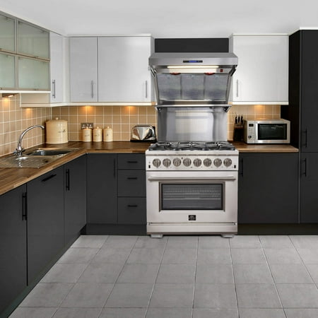 Forno Appliances - Capriasca Alta Qualita 6.58 Cu. Ft. Freestanding Double Oven Dual Fuel Electric Range with Convection Oven - Silver